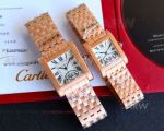 AAA replica TW factory Cartier Tank quartz movement rose gold case stainless steel watch 